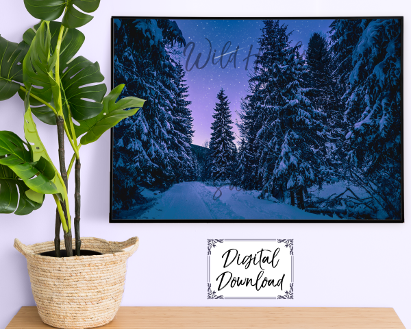 Winter Wonderland Watercolor Celestial Decor with Shooting Star