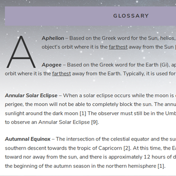 Glossary of Astronomical Phenomena is Complete!