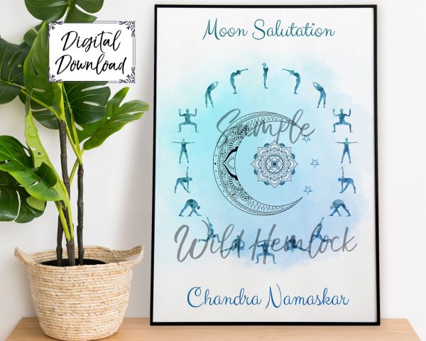 Moon Salutation Celestial Yoga Art Poster