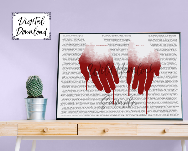 Out Damned Spot! Lady Macbeth Shakespeare Halloween Spooky Wall Art Print
