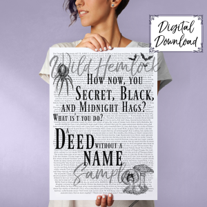 A Deed Without a Name Shakespeare Macbeth Three Witches Quote Typography Print