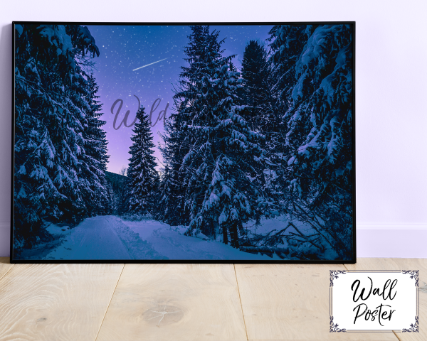 Winter Wonderland Watercolor Celestial Decor with Shooting Star