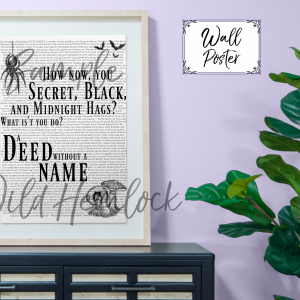A Deed Without a Name Shakespeare Macbeth Three Witches Quote Typography Print