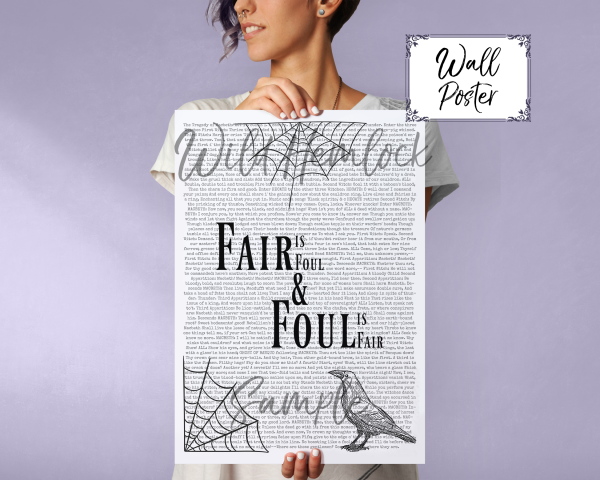 Fair is Foul and Foul is Fair Raven Shakespeare Macbeth Witches Typography Art