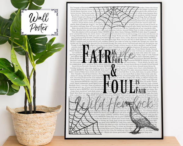 Fair is Foul and Foul is Fair Raven Shakespeare Macbeth Witches Typography Art