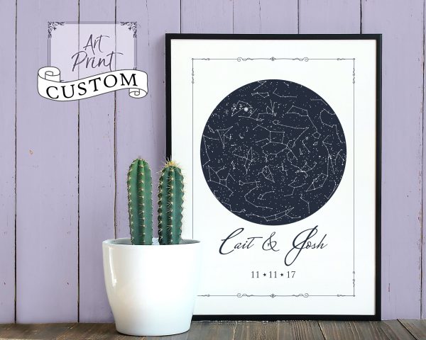 Custom Star Map Star Chart Personalized Star Map By Date Available at WildHemlock.com