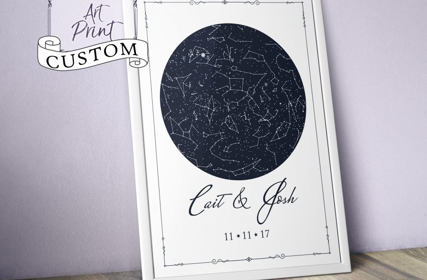 Custom Star Map Star Chart Personalized Star Map By Date Available at WildHemlock.com