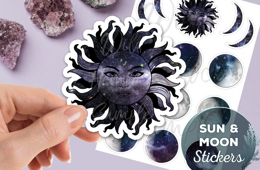 Celestial Sun And Moon Phase Galaxy Stickers