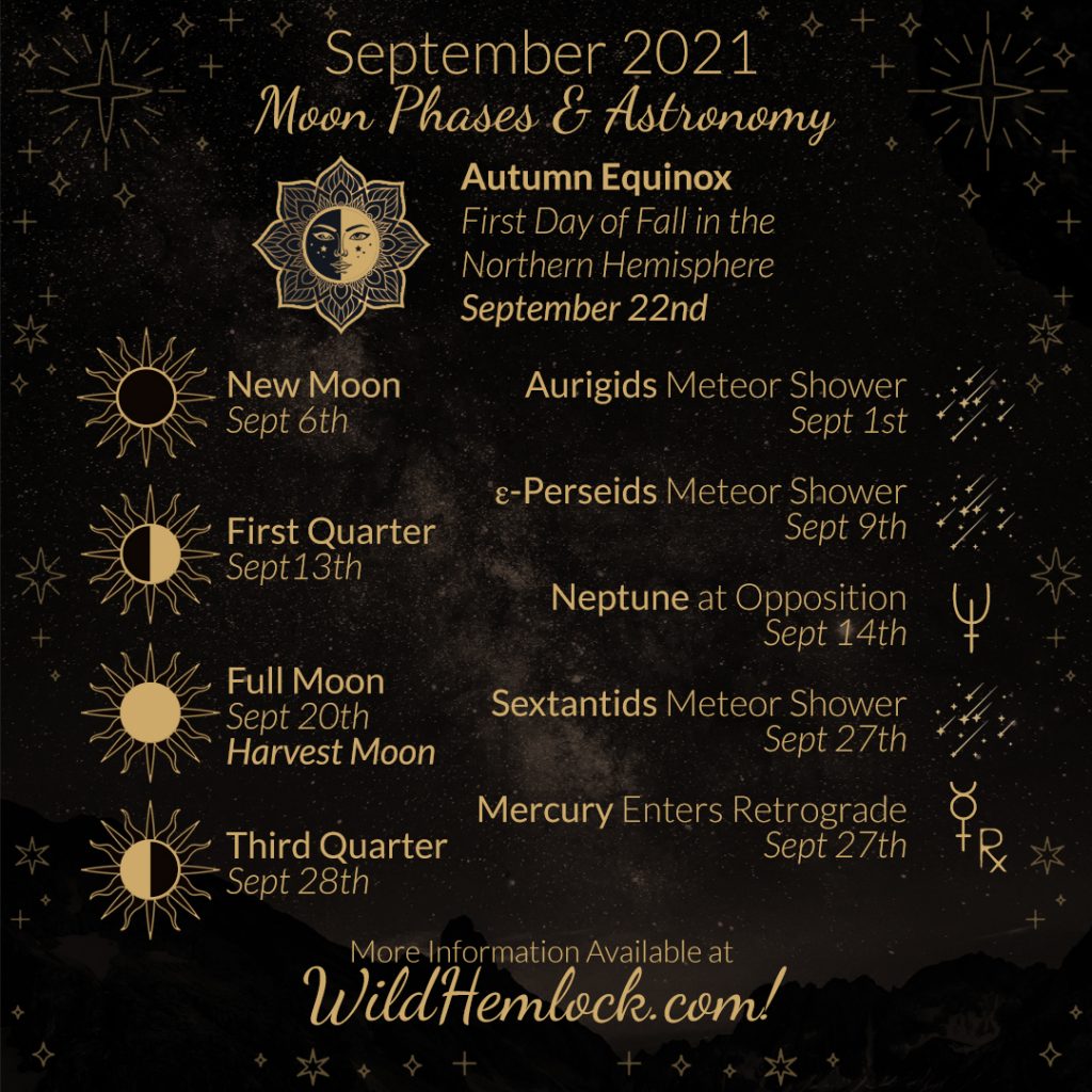 September 2021 Autumn Equinox, Moon Phases, and More!
