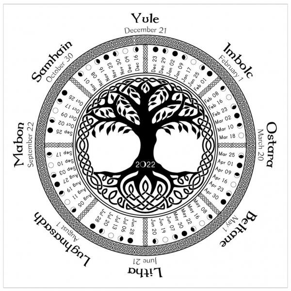 Celtic Wheel Of The Year Moon Phase Calendar 2022
