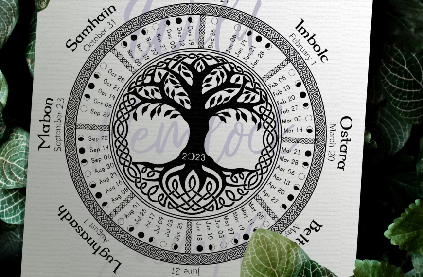 2023 Celtic Tree of Life Moon Phase Calender with Wheel of the Year Lunar Calendar Moon Planner available at WIld Hemlock WildHemlock.Com